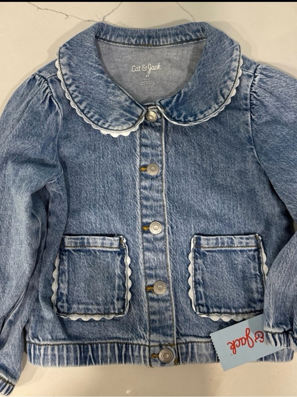 Cat & Jack Denim Jacket with Scallop Trim in Light Blue
